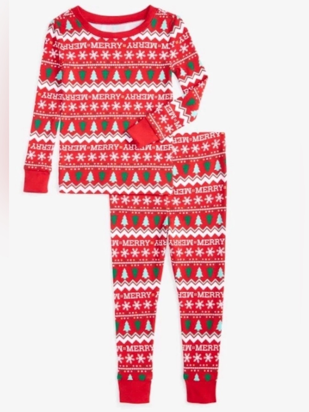 Holiday Lane red Merry Fairisle Mix It Matching Family Pajama set Unisex 2T